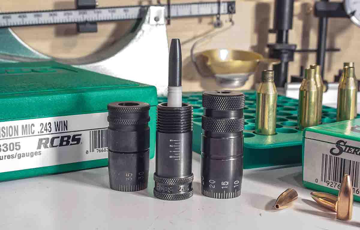 If a .243 Winchester seems sensitive to bullet seating depth, consider an RCBS Precision Mic. It will help you properly adjust for seating depth and account for headspace variations.